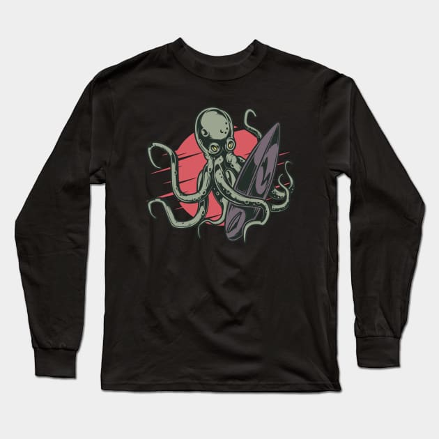 Retro japanese octopus Long Sleeve T-Shirt by SpaceWiz95